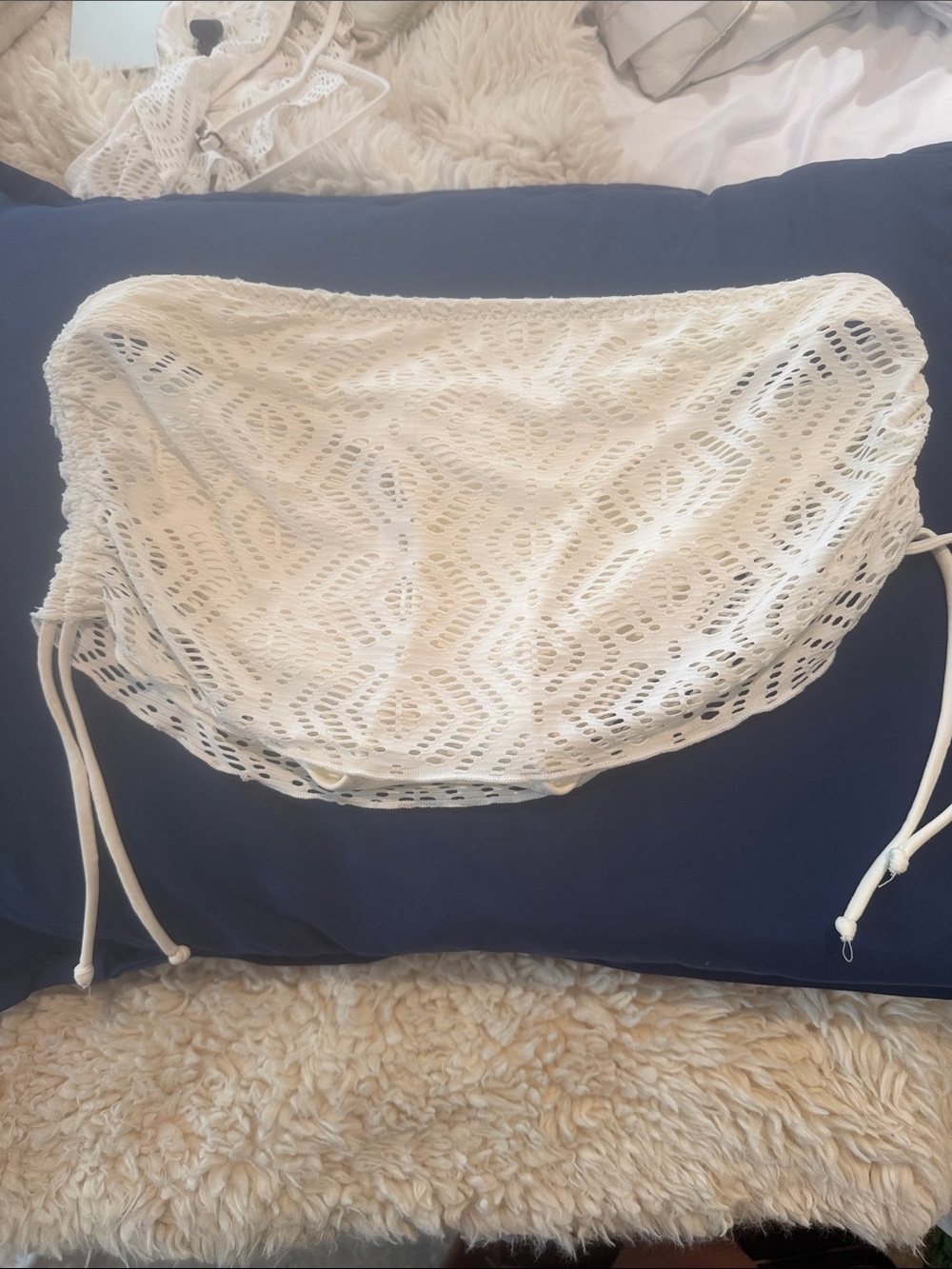 White Bikini Bottom with skirt attached and side drawstring